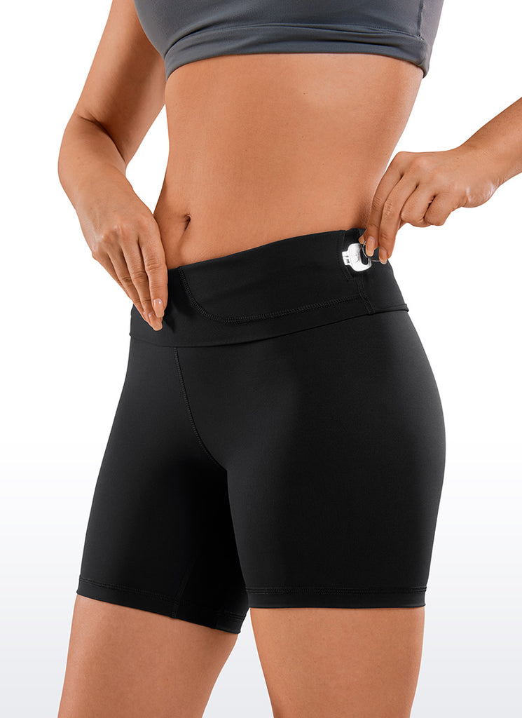 CRZ YOGA Nakedfeel Pantalones Yoga para Mujer de 6 Pulgadas Negro