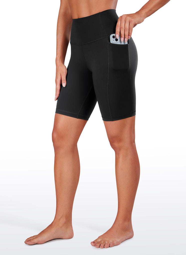 CRZ YOGA  Leggings Cortos de Motociclista con Bolsillos para Mujer Negro
