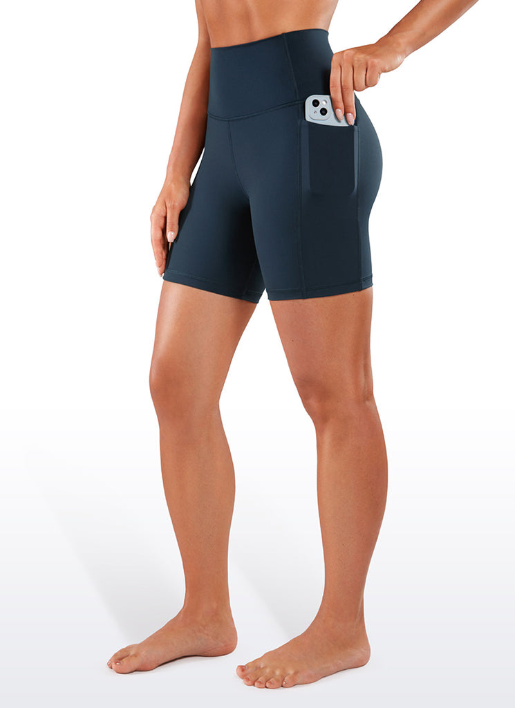 CRZ YOGA Nakedfeel Leggings Cortos con Bolsillos de 6 Pulgadas para Mujer Negro