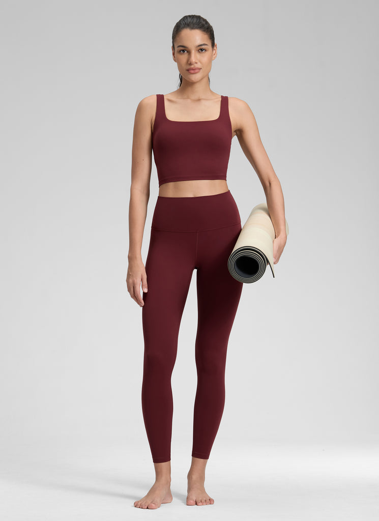 CRZ YOGA Butterluxe Leggings de Yoga de Tiro alto para Mujer Merlot Rojo