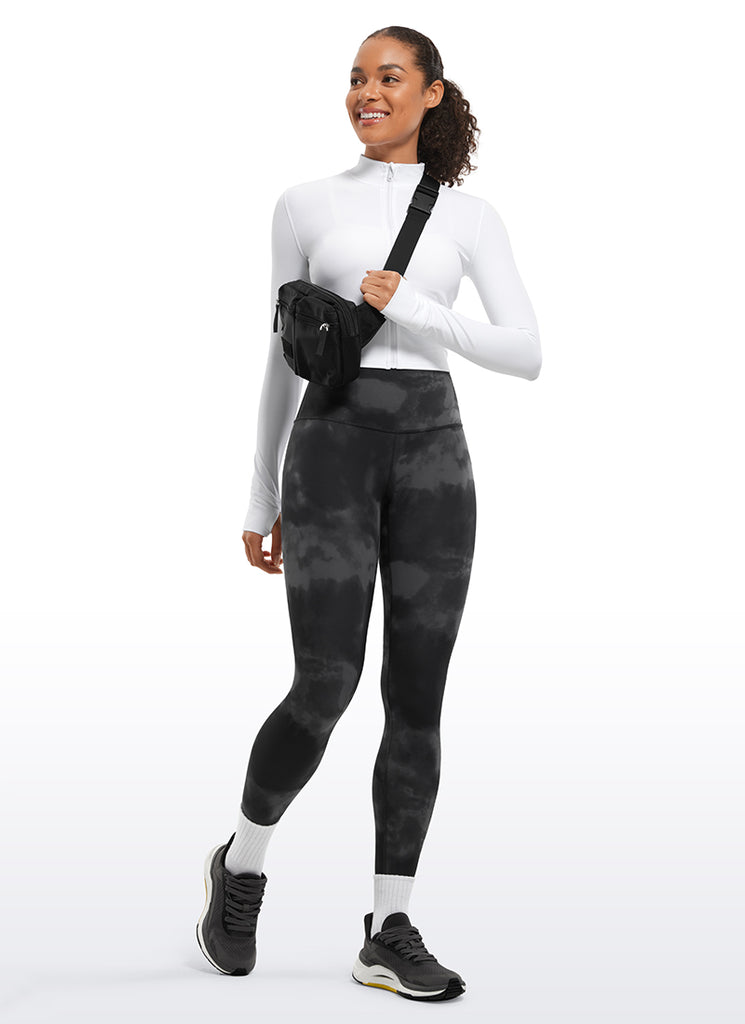 CRZ YOGA Butterluxe Leggings de Yoga de Tiro alto para Mujer Flores Grises Tie Dye