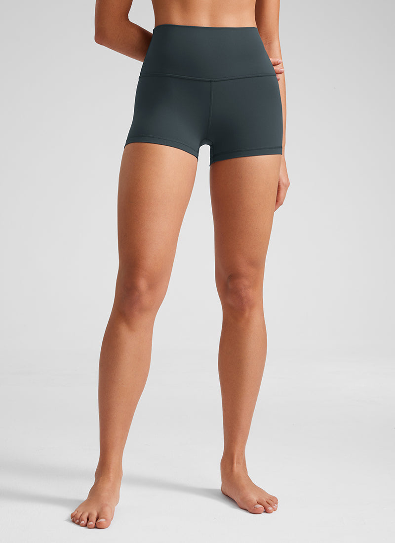 CRZ YOGA Butterluxe Leggings Cortos de Tiro Alto de 2.5 Pulgadas para Mujer Verde oscuro