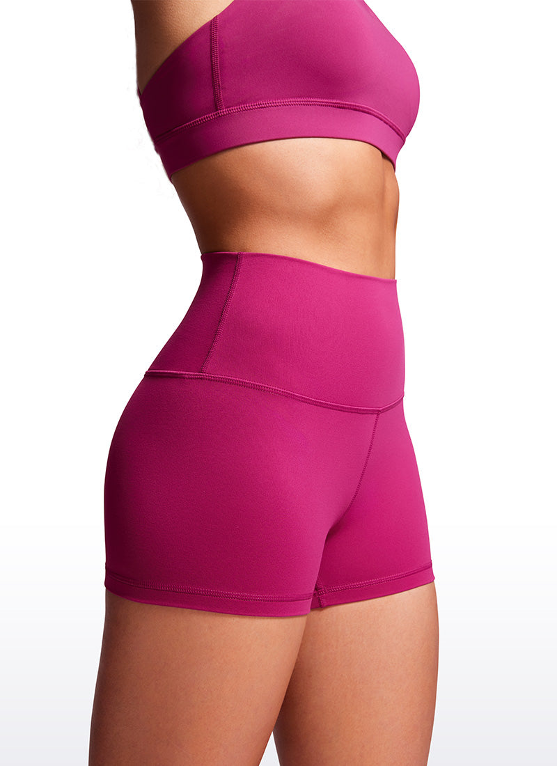 CRZ YOGA Butterluxe Leggings Cortos de Tiro Alto de 2.5 Pulgadas para Mujer Magenta Púrpura