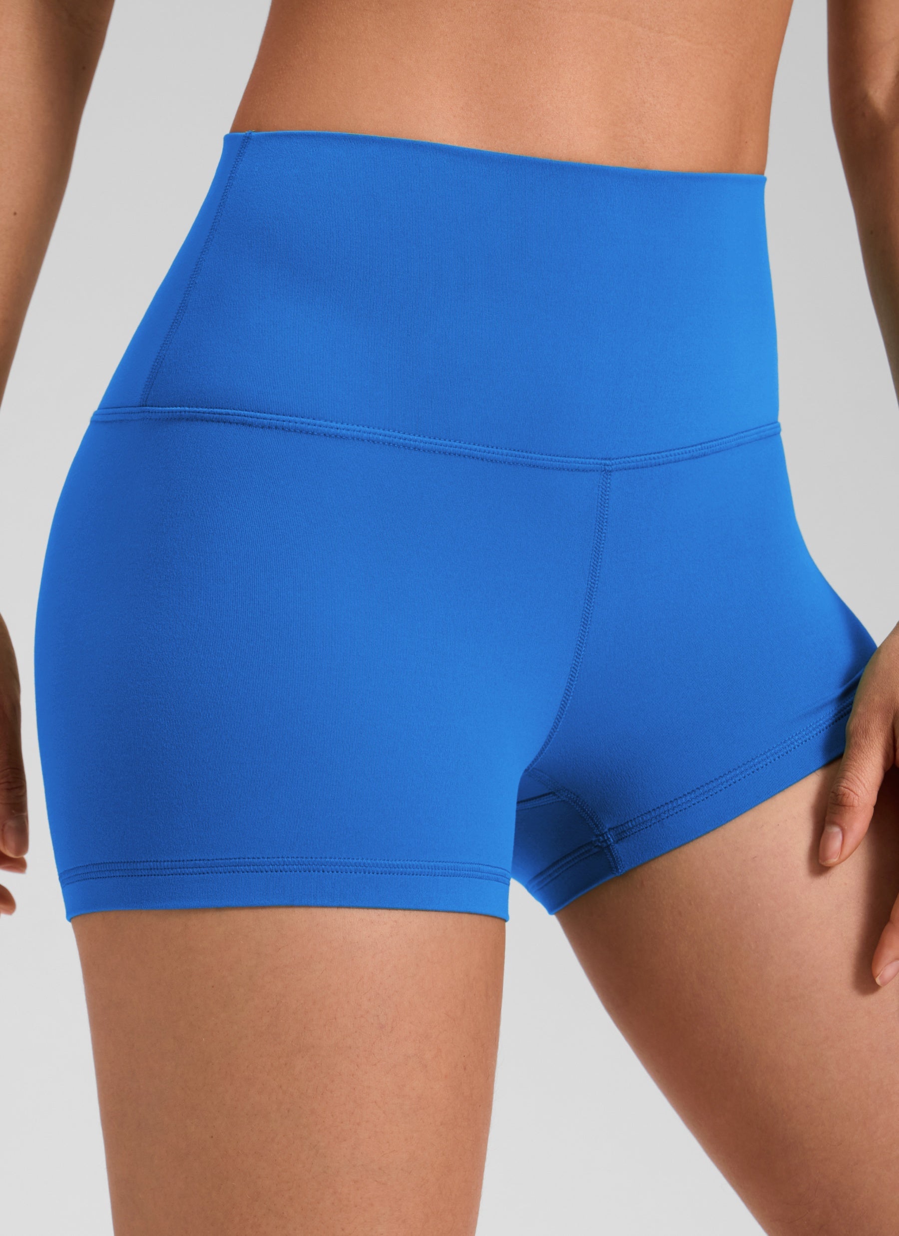 CRZ YOGA Butterluxe Leggings Cortos de Tiro Alto de 2.5 Pulgadas para Mujer Azul Destello