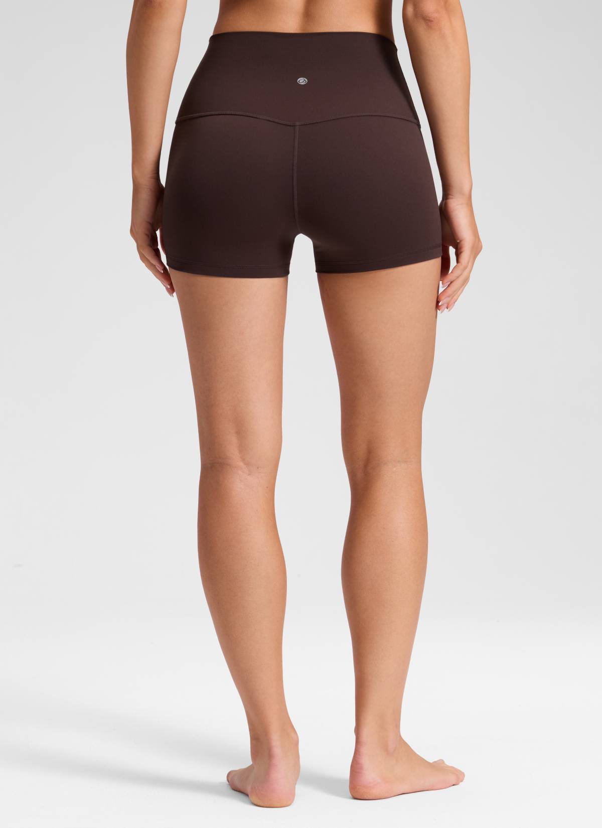 CRZ YOGA Butterluxe Leggings Cortos de Tiro Alto de 2.5 Pulgadas para Mujer Marrón Fudge Caliente