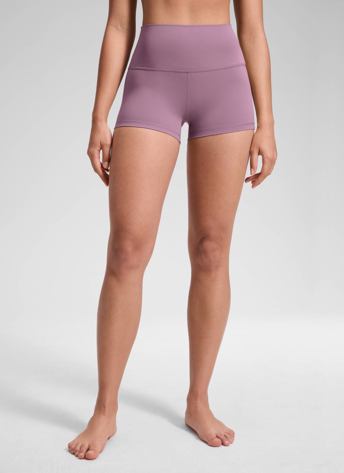CRZ YOGA Butterluxe Leggings Cortos de Tiro Alto de 2.5 Pulgadas para Mujer Lavanda claro
