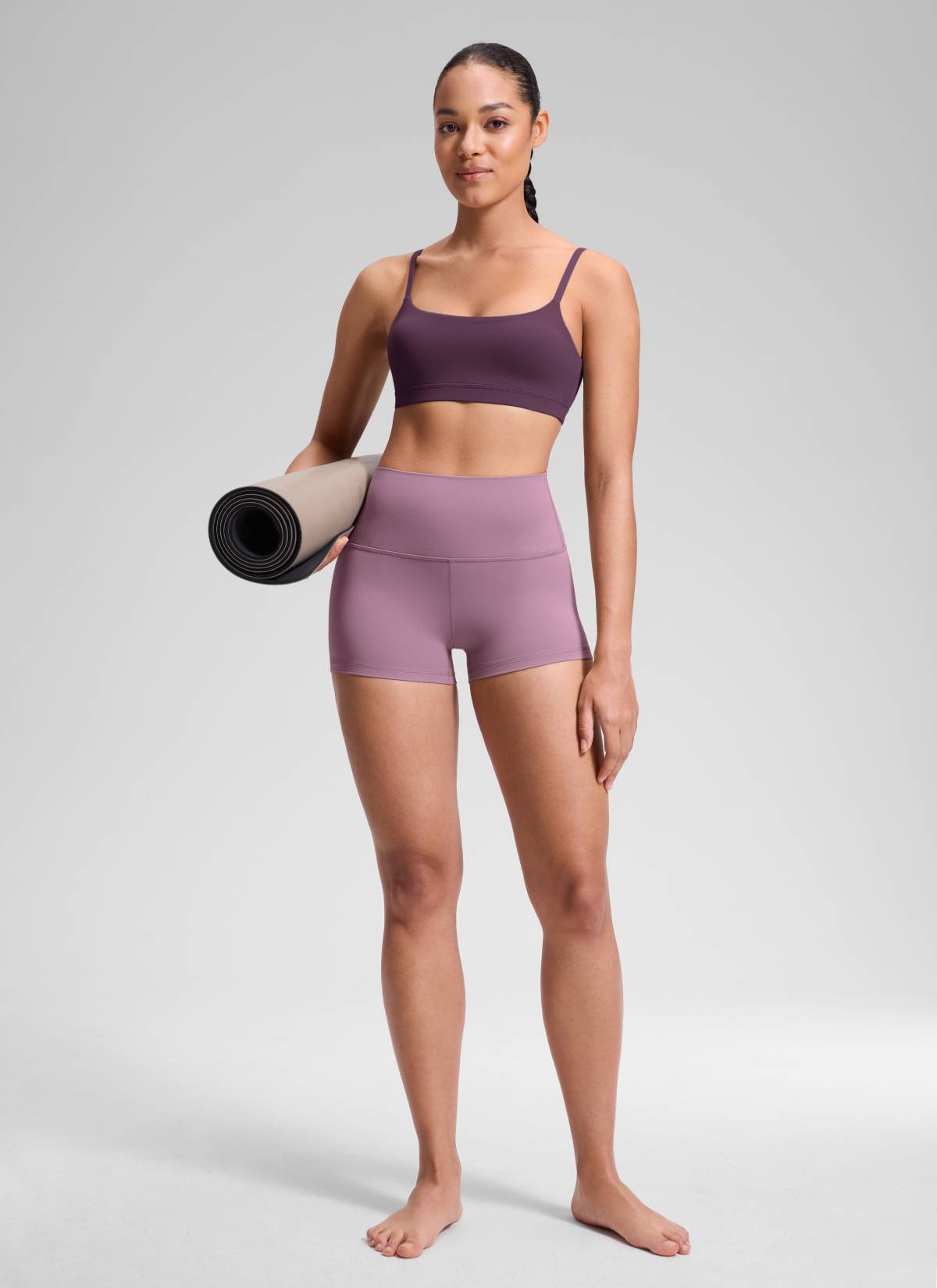 CRZ YOGA Butterluxe Leggings Cortos de Tiro Alto de 2.5 Pulgadas para Mujer Lavanda claro