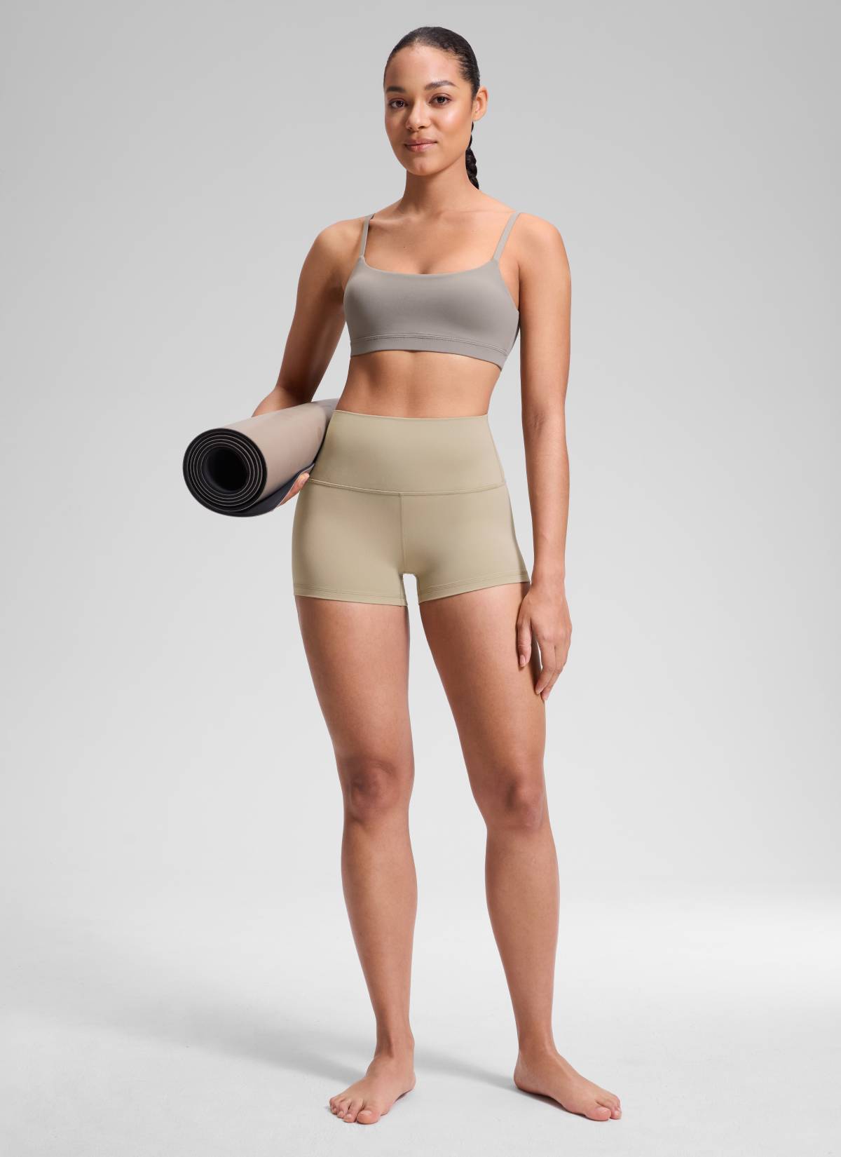 CRZ YOGA Butterluxe Leggings Cortos de Tiro Alto de 2.5 Pulgadas para Mujer Roble