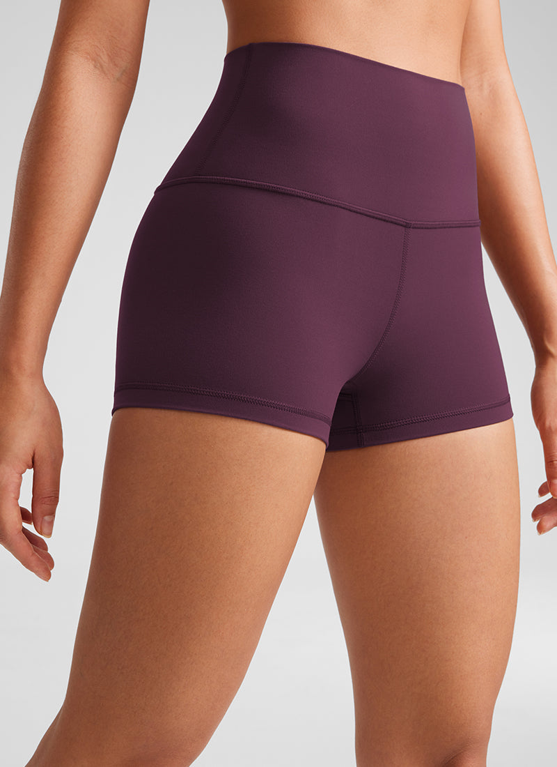 CRZ YOGA Butterluxe Leggings Cortos de Tiro Alto de 2.5 Pulgadas para Mujer Deep Purple