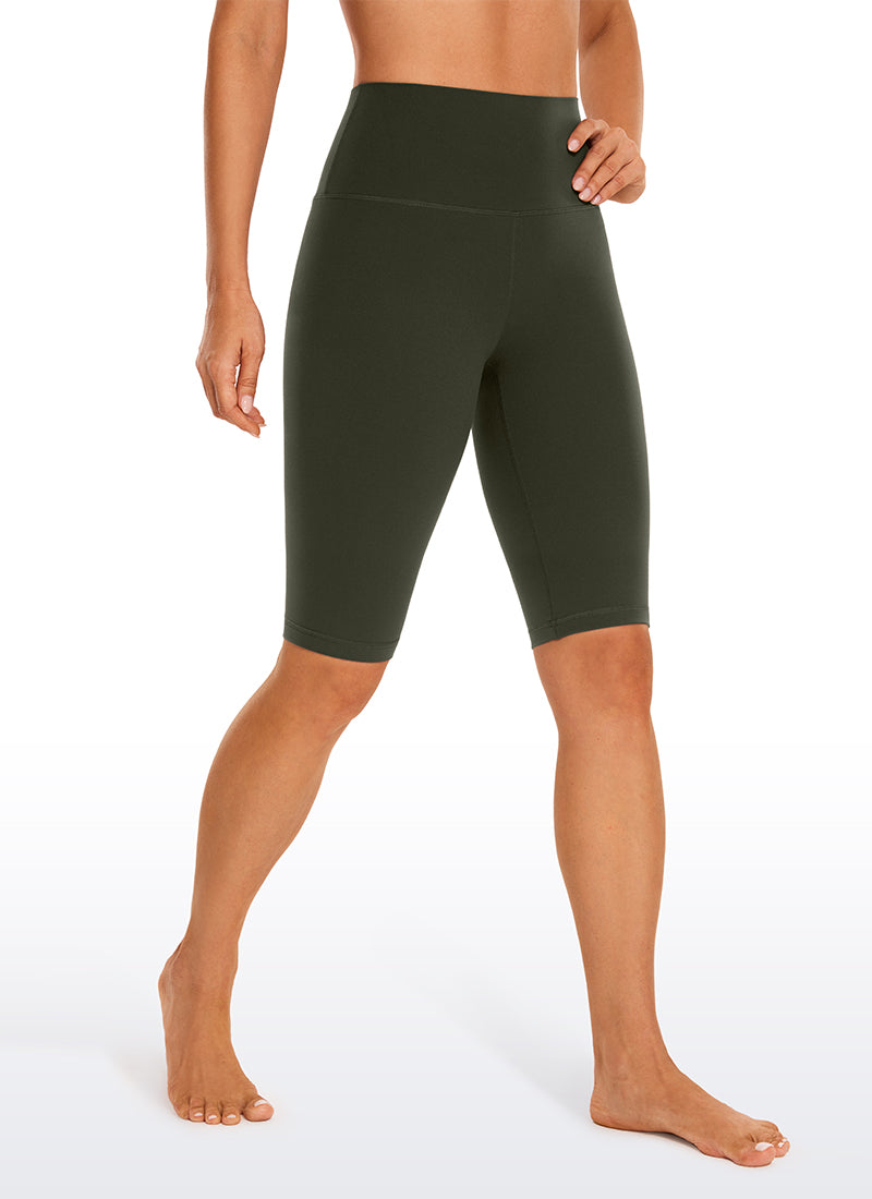 CRZ YOGA Mujeres Biker Shorts Yoga Alta Cintura Butterluxe de 10 pulg. Verde Oliva