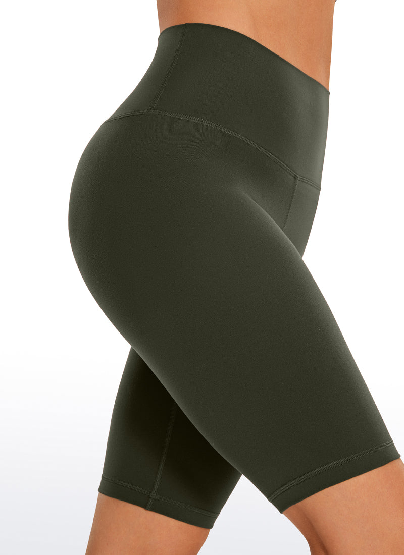 CRZ YOGA Mujeres Biker Shorts Yoga Alta Cintura Butterluxe de 10 pulg. Verde Oliva