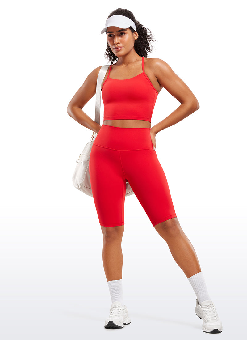 CRZ YOGA Mujeres Biker Shorts Yoga Alta Cintura Butterluxe de 10 pulg. Rojo Profundo