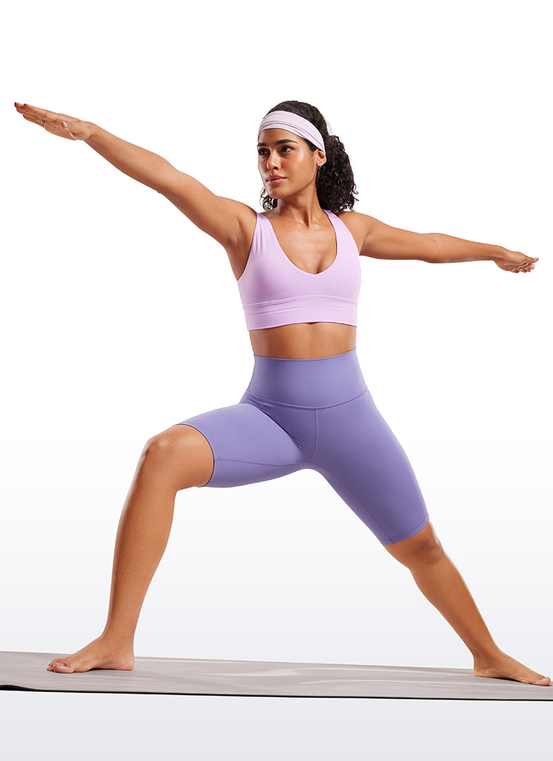 CRZ YOGA Mujeres Biker Shorts Yoga Alta Cintura Butterluxe de 10 pulg. Lavanda Oscura Morada