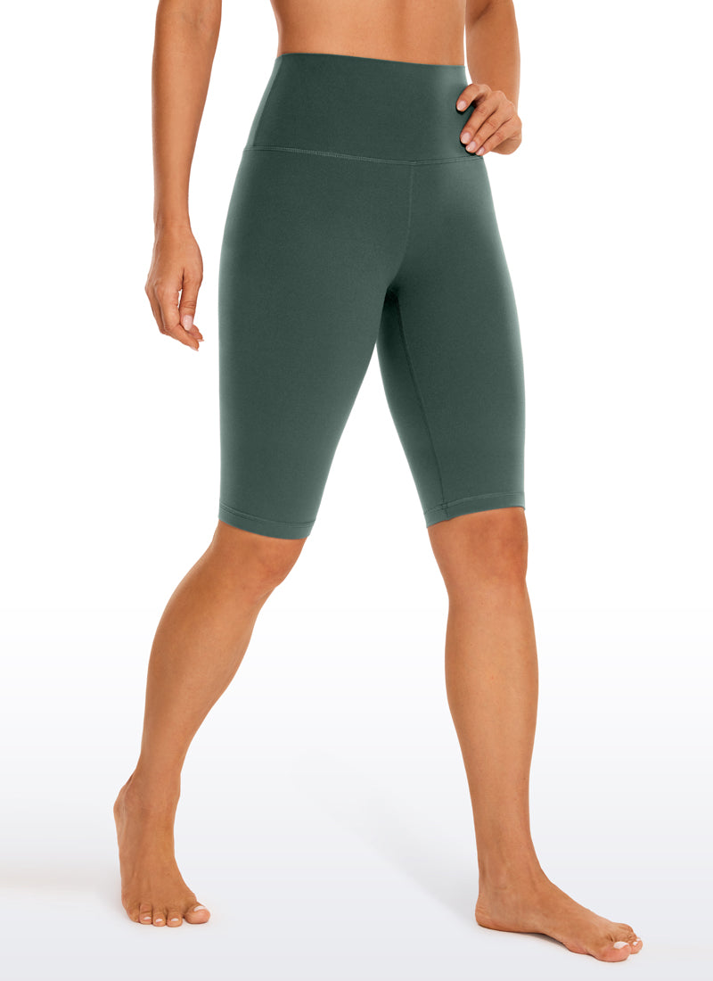 CRZ YOGA Mujeres Biker Shorts Yoga Alta Cintura Butterluxe de 10 pulg. Verde Bosque Oscuro