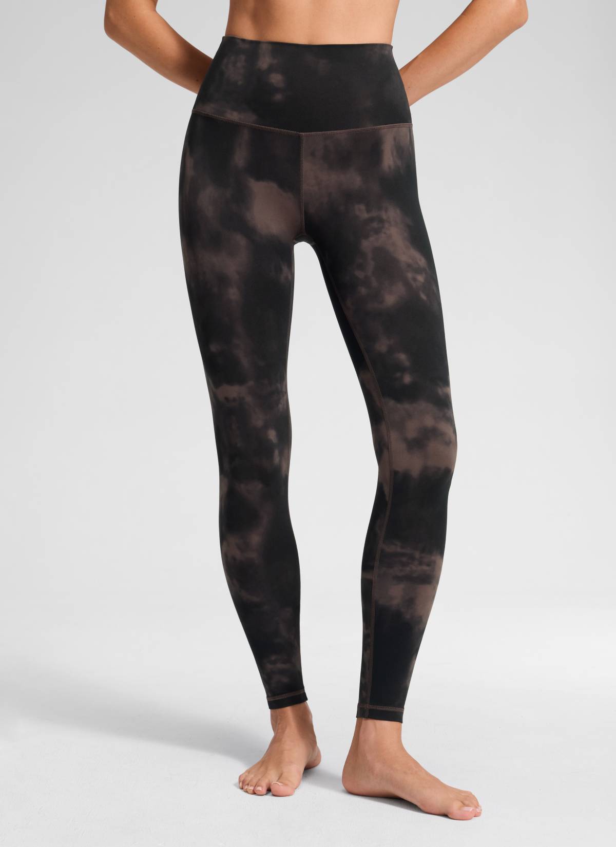 CRZ YOGA Butterluxe Leggings de Yoga de Tiro Alto para Mujer Taupe Tie Dye Flores