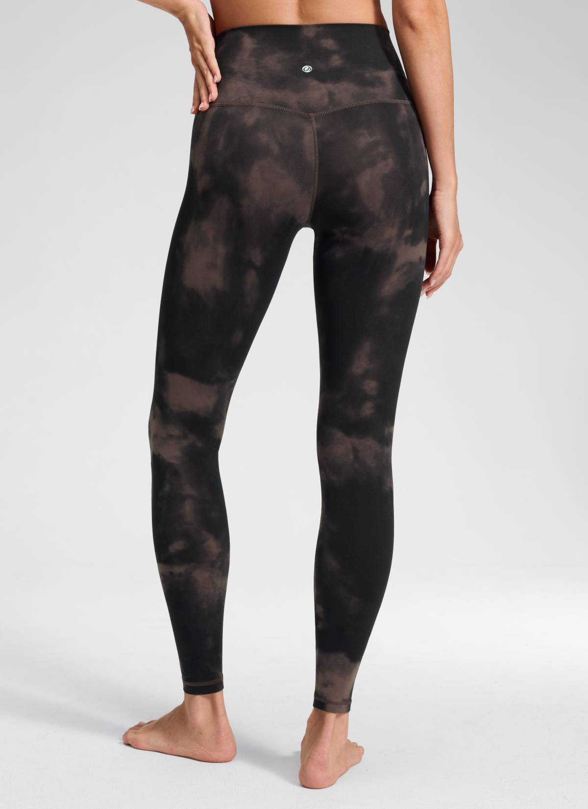 CRZ YOGA Butterluxe Leggings de Yoga de Tiro Alto para Mujer Taupe Tie Dye Flores @model_info:Anna