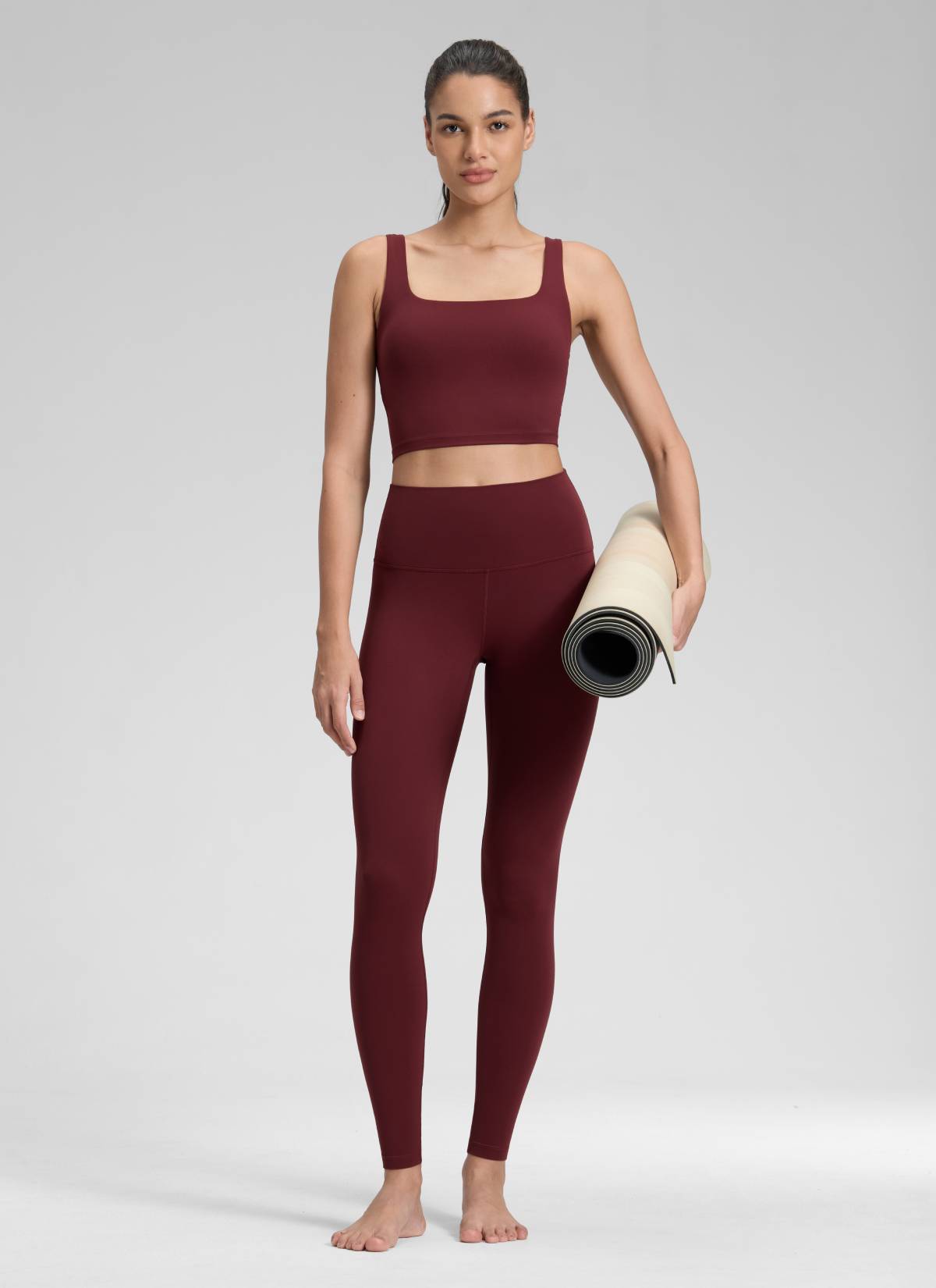 CRZ YOGA Butterluxe Leggings de Yoga de Tiro Alto para Mujer Merlot Rojo @model_info:Jenna