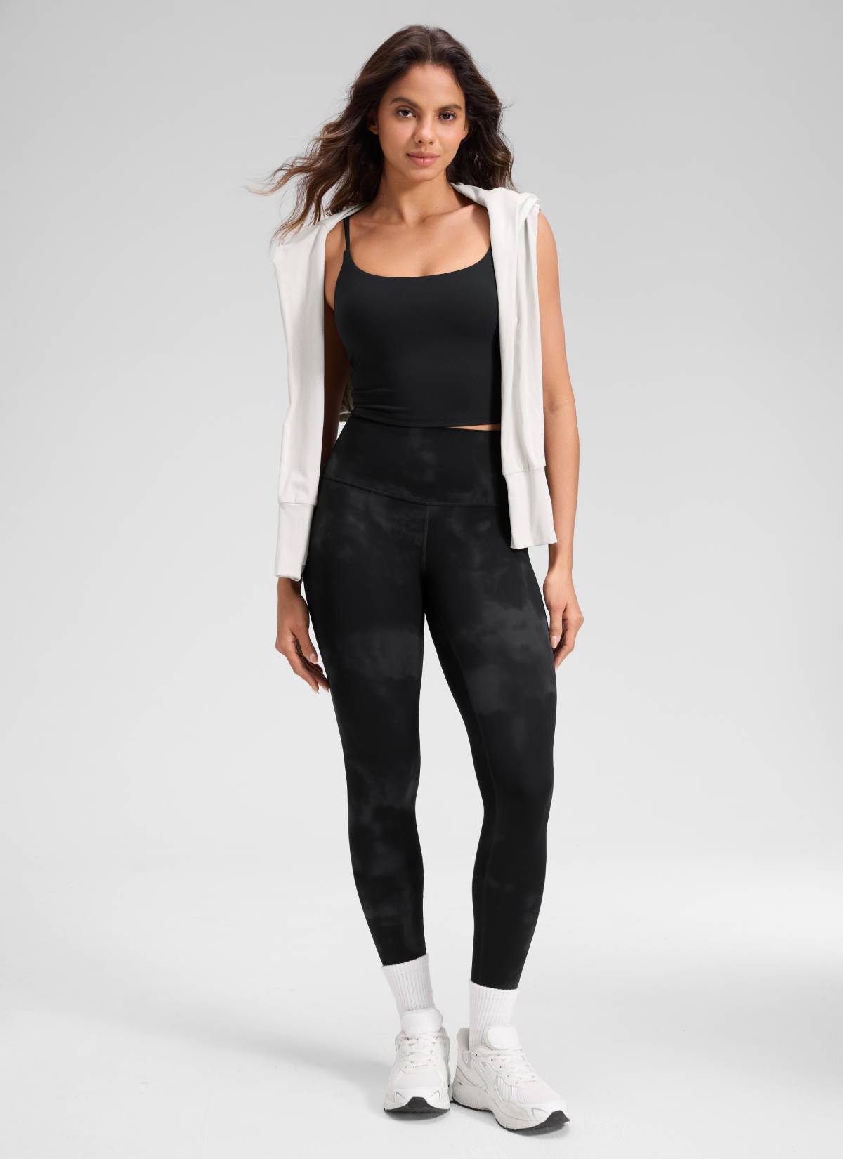 Butterluxe CRZ YOGA Leggings de Yoga de Tiro Alto para Mujer Flores De Tinte Negro