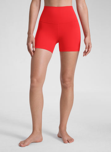 CRZ YOGA  Butterluxe Leggings Cortos con Cintura Alta de 4 Pulgadas Rojo Profundo