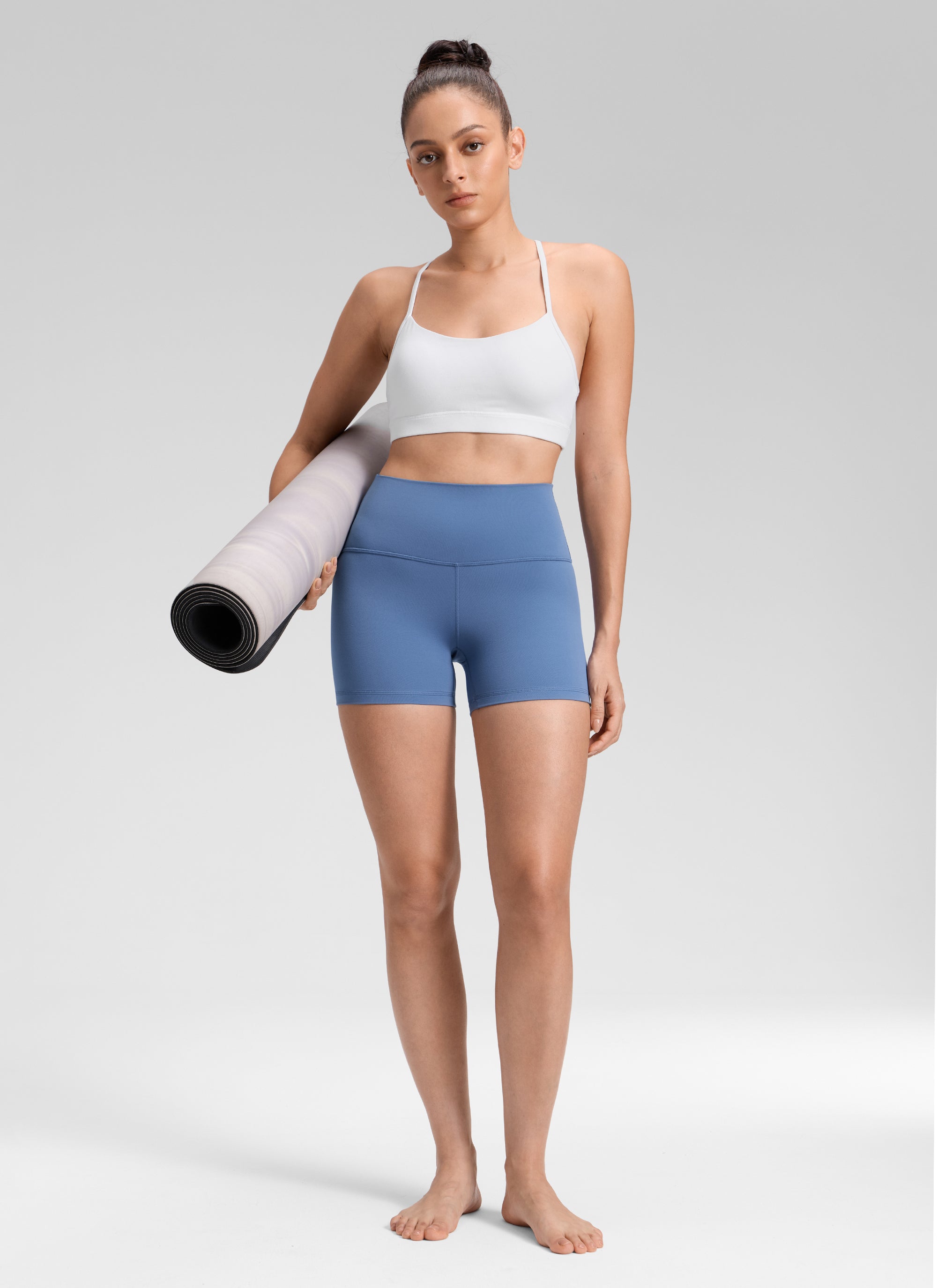 CRZ YOGA  Butterluxe Leggings Cortos con Cintura Alta de 4 Pulgadas Oasis Azul