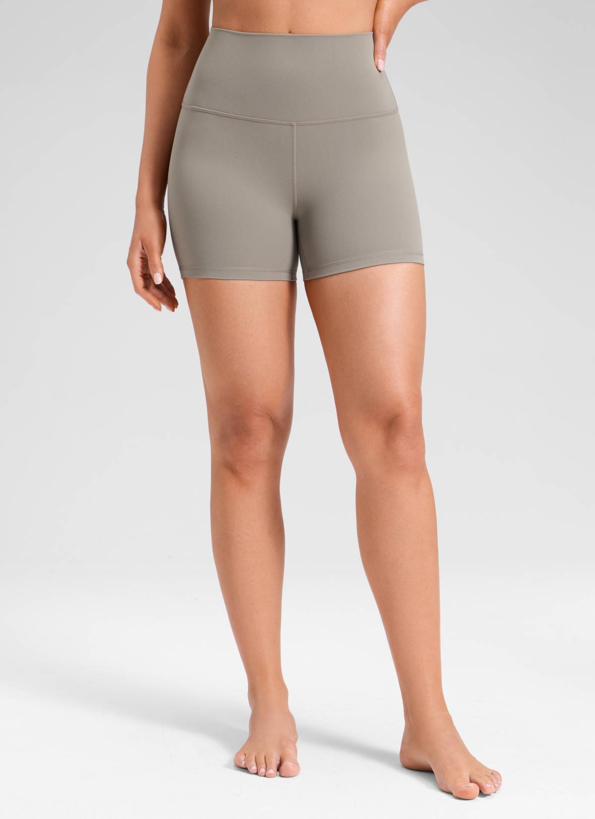 CRZ YOGA  Butterluxe Leggings Cortos con Cintura Alta de 4 Pulgadas Gris Ceniza Cálido