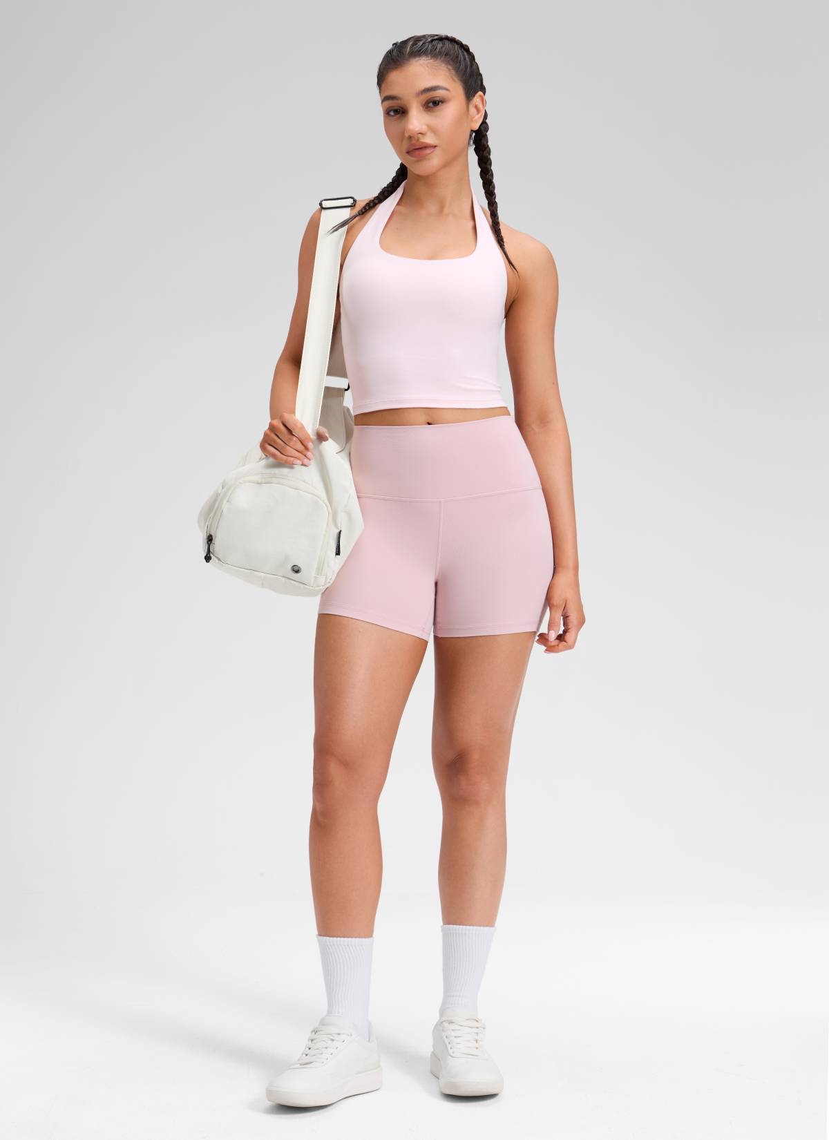 CRZ YOGA  Butterluxe Leggings Cortos con Cintura Alta de 4 Pulgadas Haze Rosa