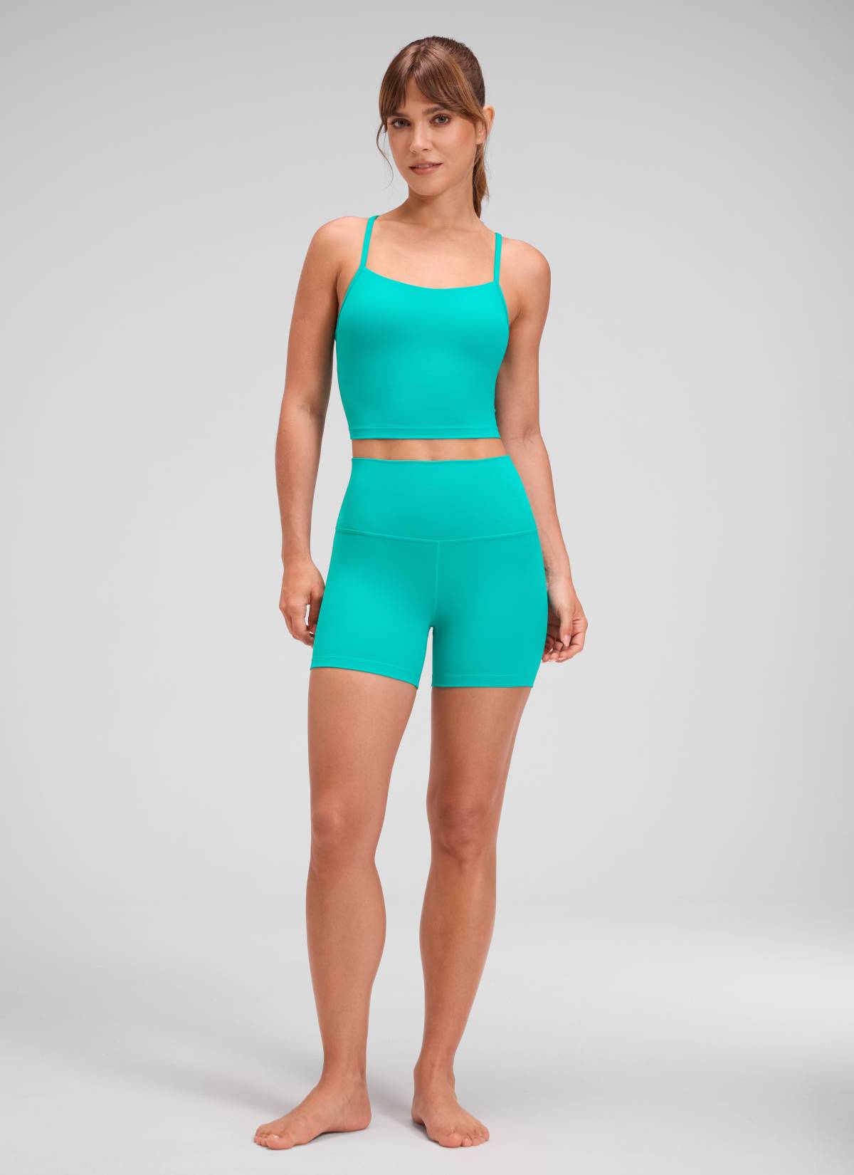 CRZ YOGA  Butterluxe Leggings Cortos con Cintura Alta de 4 Pulgadas Trópicos Teal