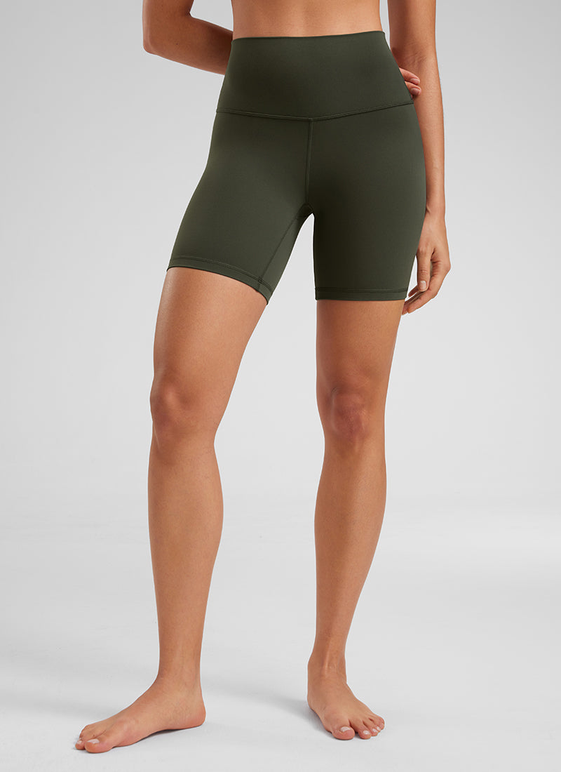 CRZ YOGA Leggings Cortos de Yoga con Cintura Alta para Mujer Verde Oliva