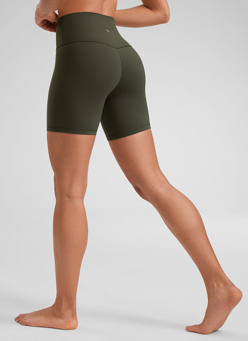 CRZ YOGA Leggings Cortos de Yoga con Cintura Alta para Mujer Verde Oliva