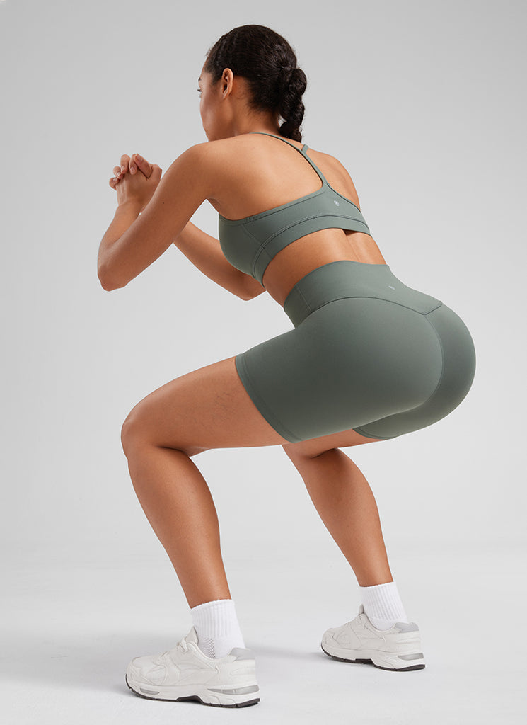 CRZ YOGA Butterluxe Leggings Cortos de Yoga con Cintura Alta de 6 Pulgadas para Mujer Salvia gris