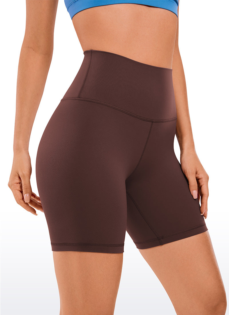 CRZ YOGA Leggings Cortos de Yoga con Cintura Alta para Mujer Gris pardo