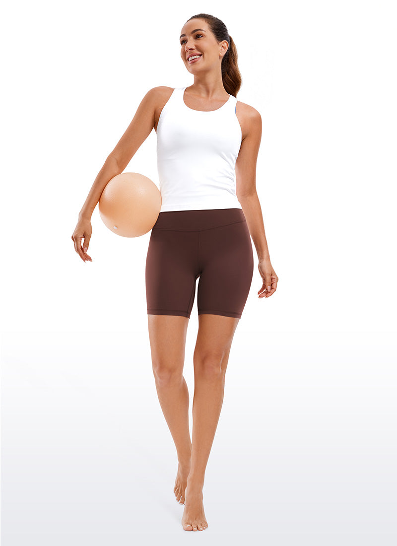 CRZ YOGA Leggings Cortos de Yoga con Cintura Alta para Mujer Gris pardo