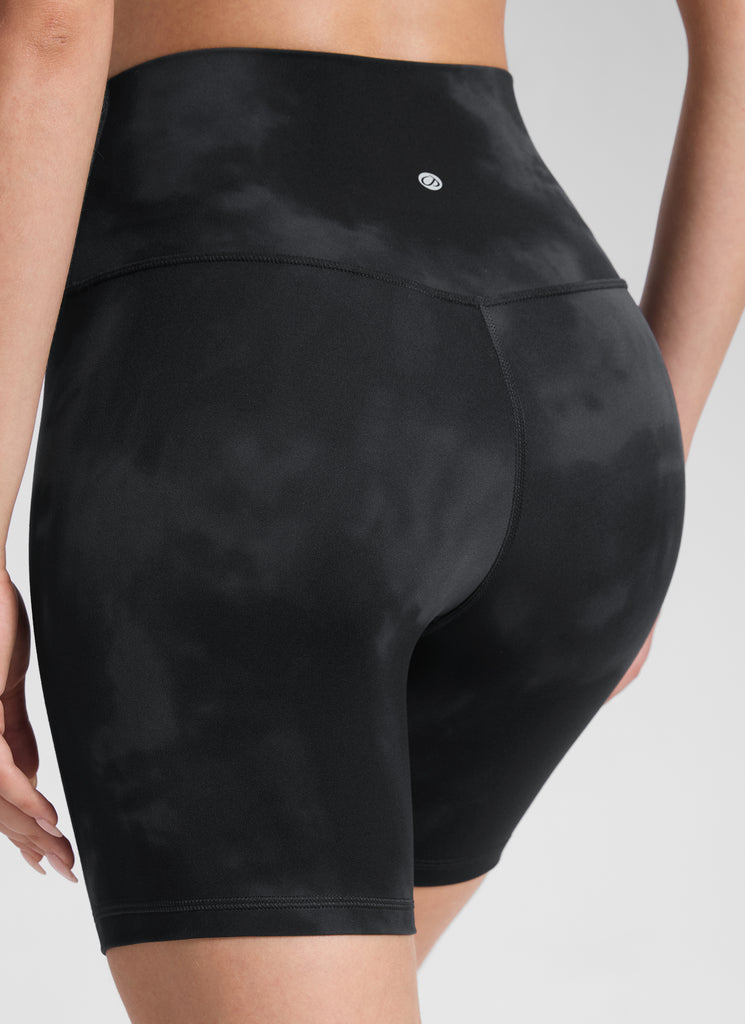 CRZ YOGA Butterluxe Leggings Cortos de Yoga con Cintura Alta de 6 Pulgadas para Mujer Flores De Tinte Negro