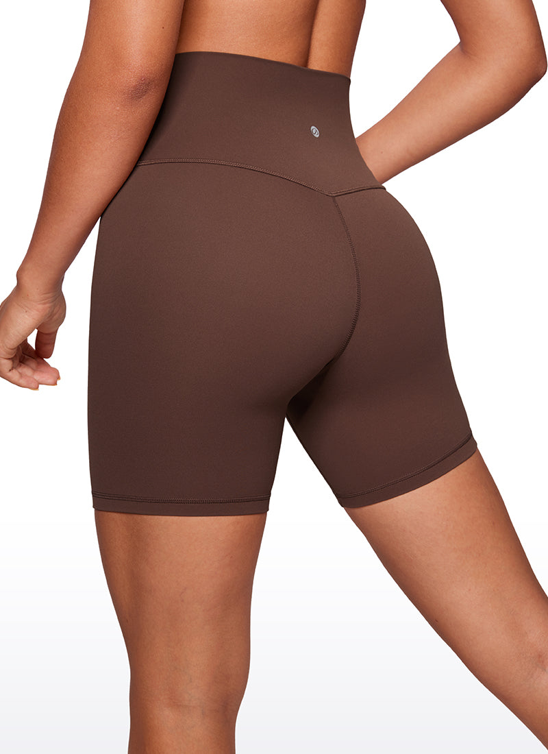 CRZ YOGA Leggings Cortos de Yoga con Cintura Alta para Mujer Café Morena