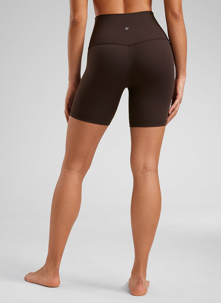 CRZ YOGA Butterluxe Leggings Cortos de Yoga con Cintura Alta de 6 Pulgadas para Mujer Marrón Fudge Caliente