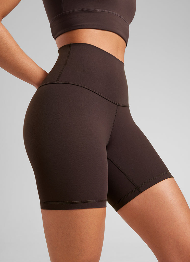CRZ YOGA Butterluxe Leggings Cortos de Yoga con Cintura Alta de 6 Pulgadas para Mujer Marrón Fudge Caliente