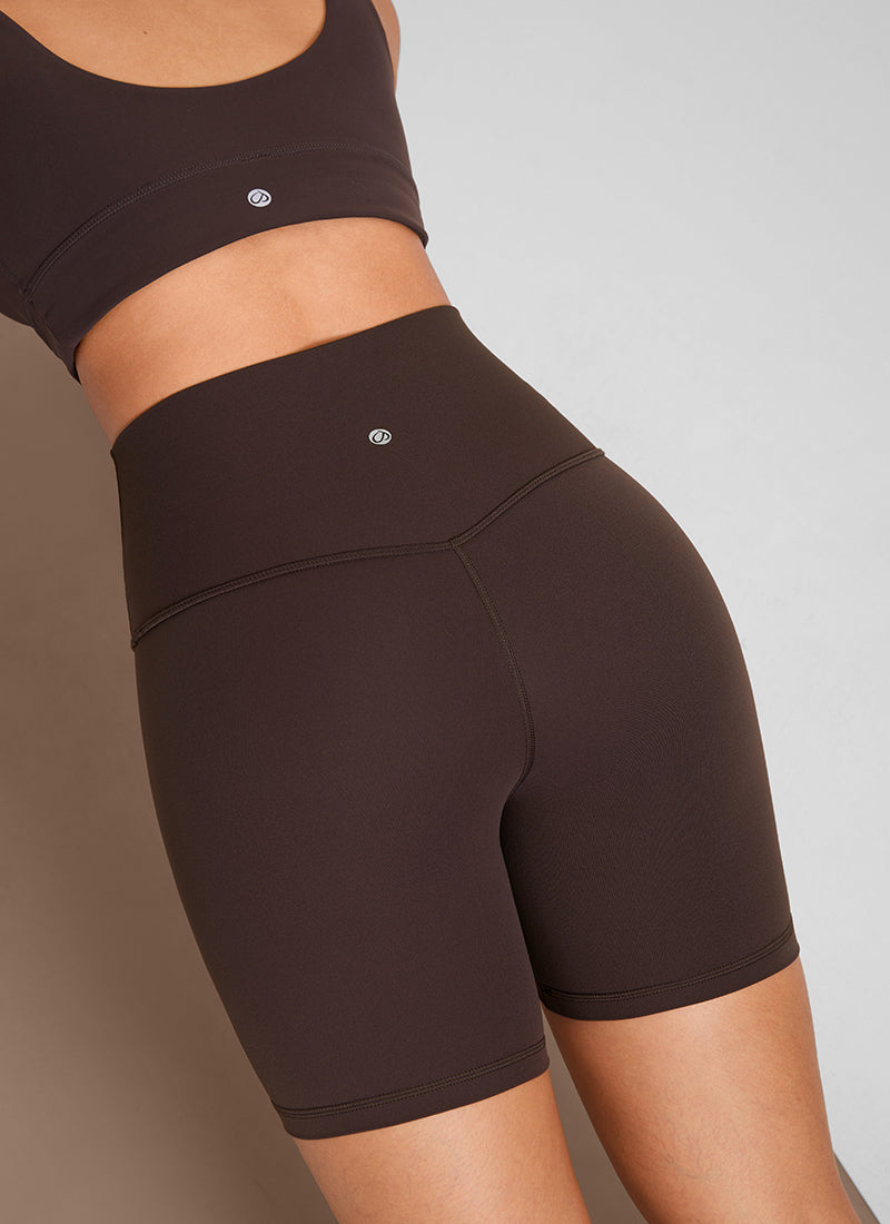 CRZ YOGA Leggings Cortos de Yoga con Cintura Alta para Mujer Marrón Fudge Caliente