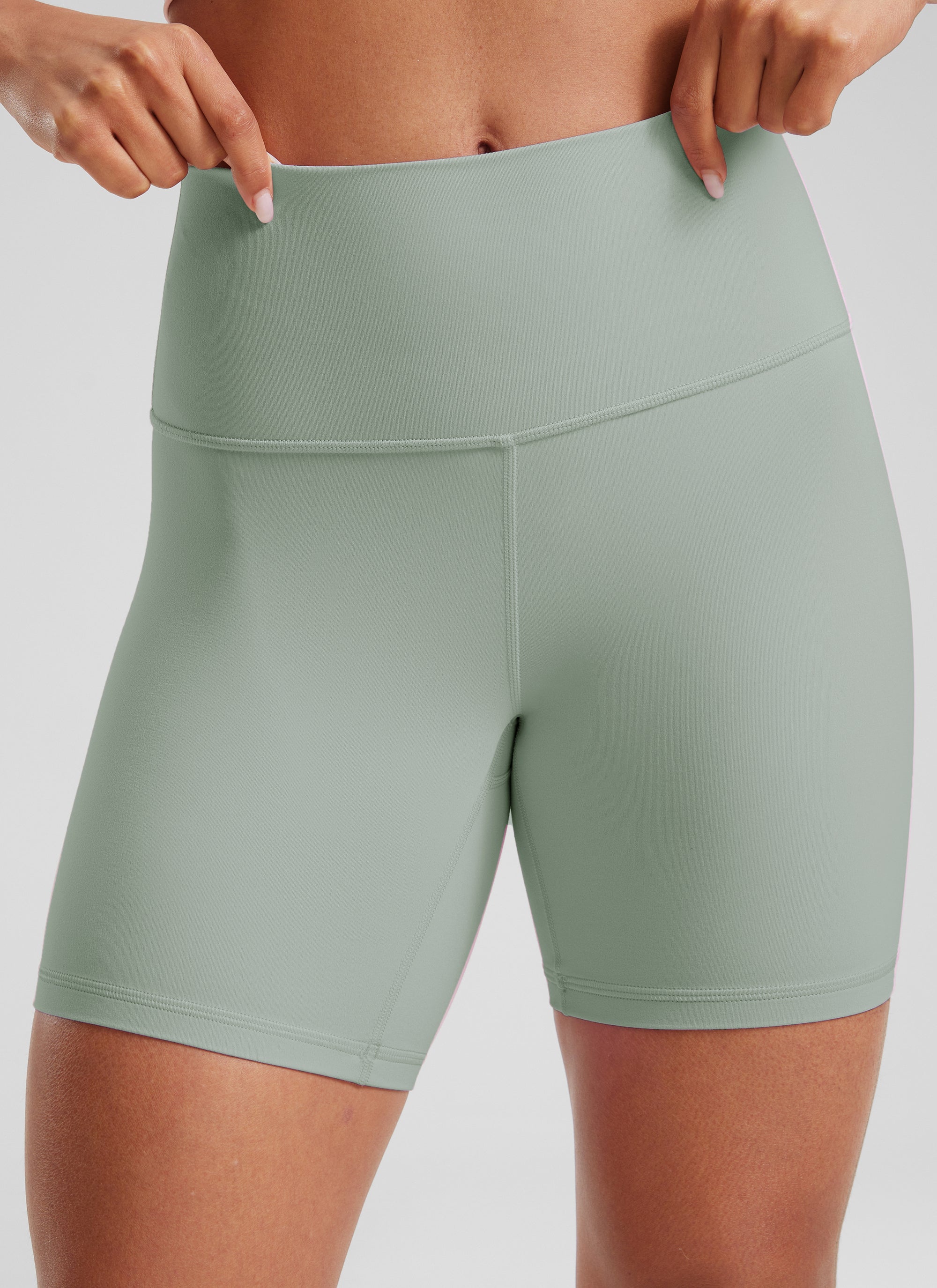 CRZ YOGA Leggings Cortos de Yoga con Cintura Alta para Mujer Tribunal de Green Palm
