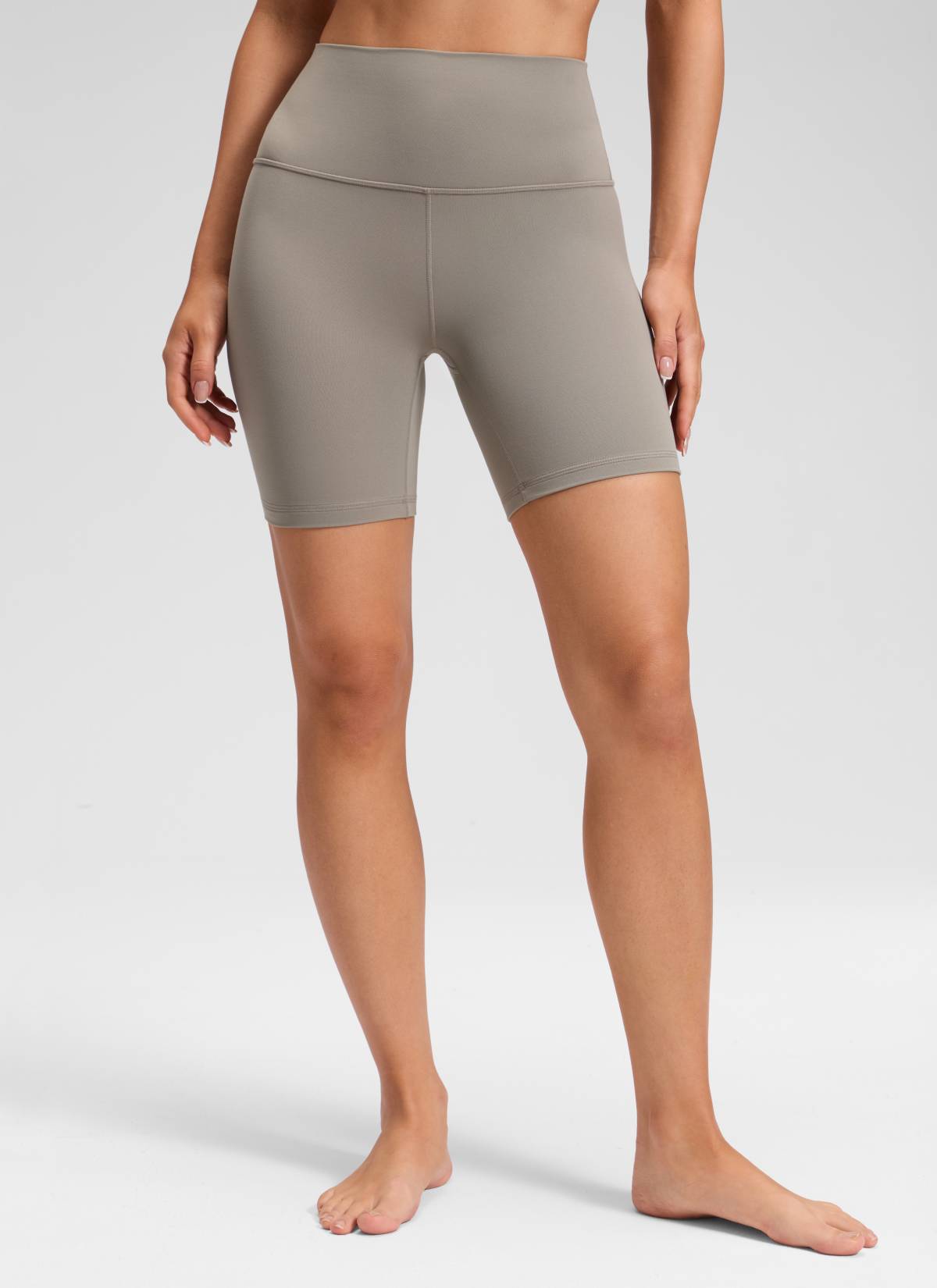 CRZ YOGA Leggings Cortos de Yoga con Cintura Alta para Mujer Gris Ceniza Cálido