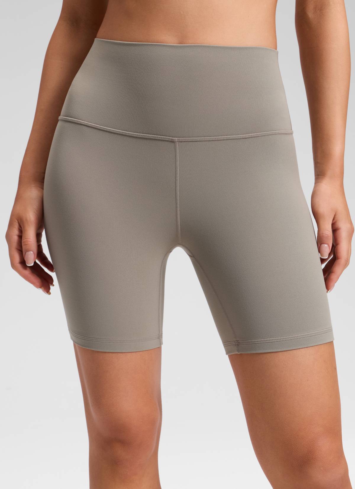 CRZ YOGA Leggings Cortos de Yoga con Cintura Alta para Mujer Gris Ceniza Cálido