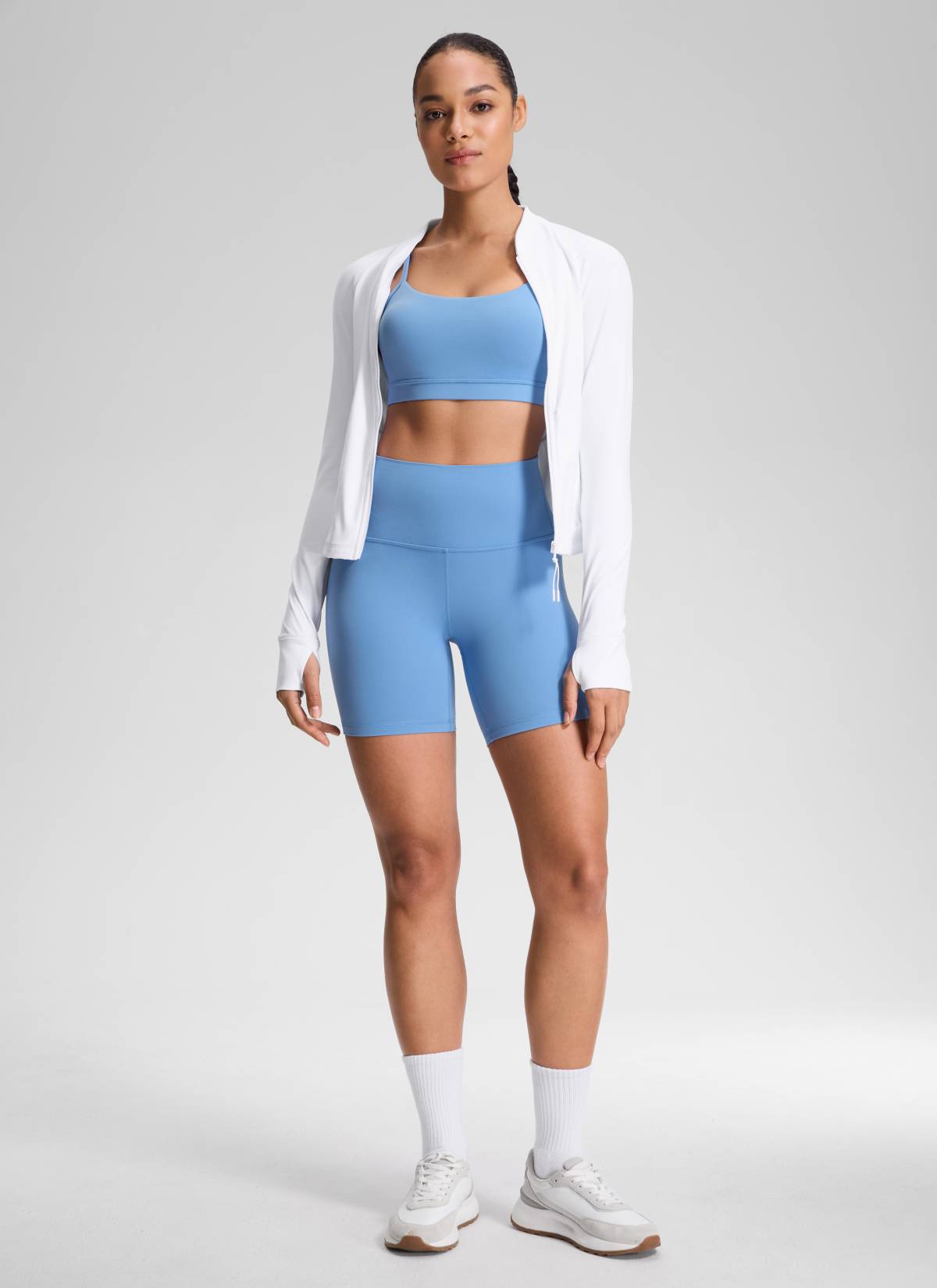 CRZ YOGA Leggings Cortos de Yoga con Cintura Alta para Mujer Fiesta Azul
