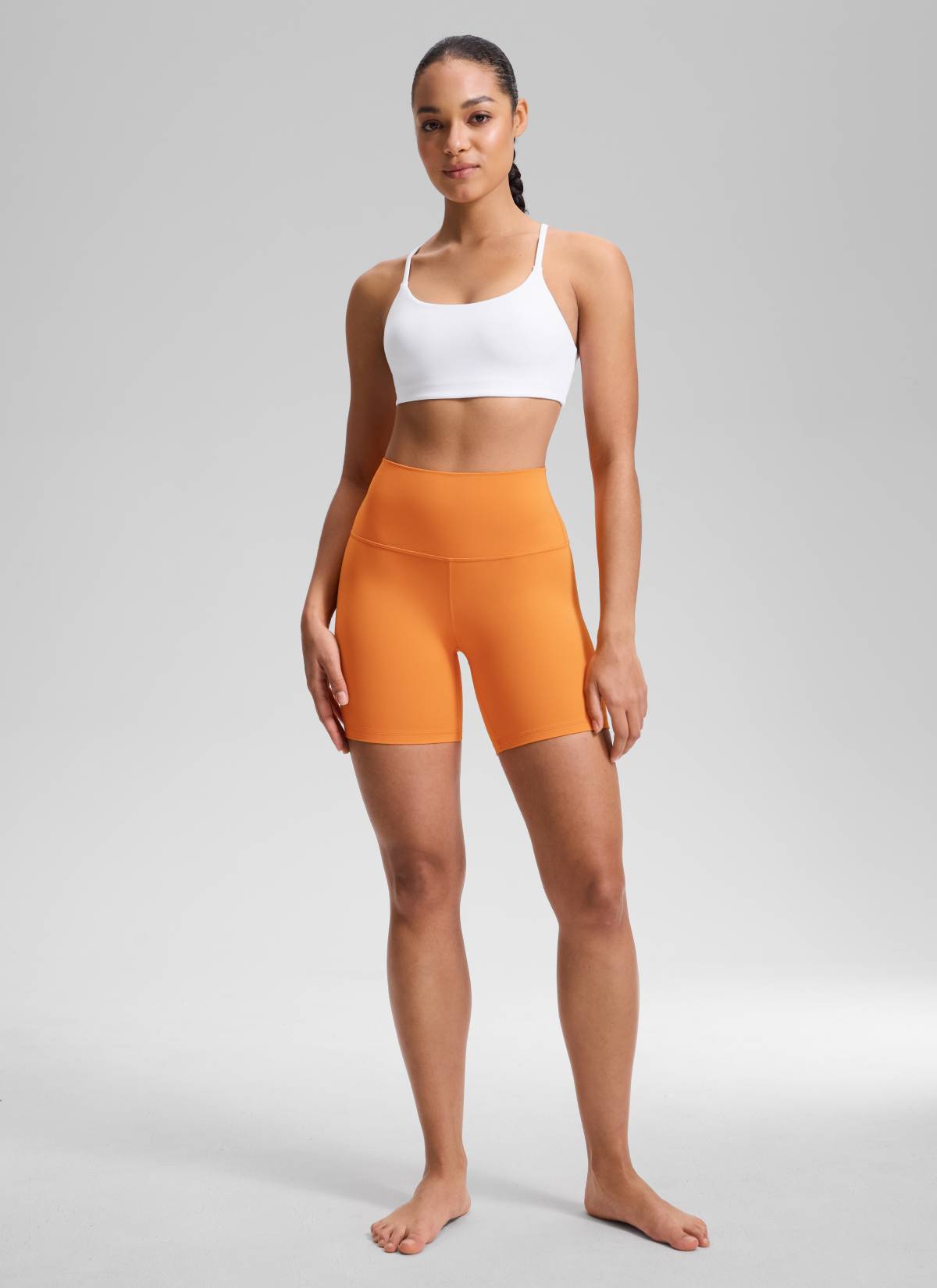 CRZ YOGA Leggings Cortos de Yoga con Cintura Alta para Mujer Naranja Tigre