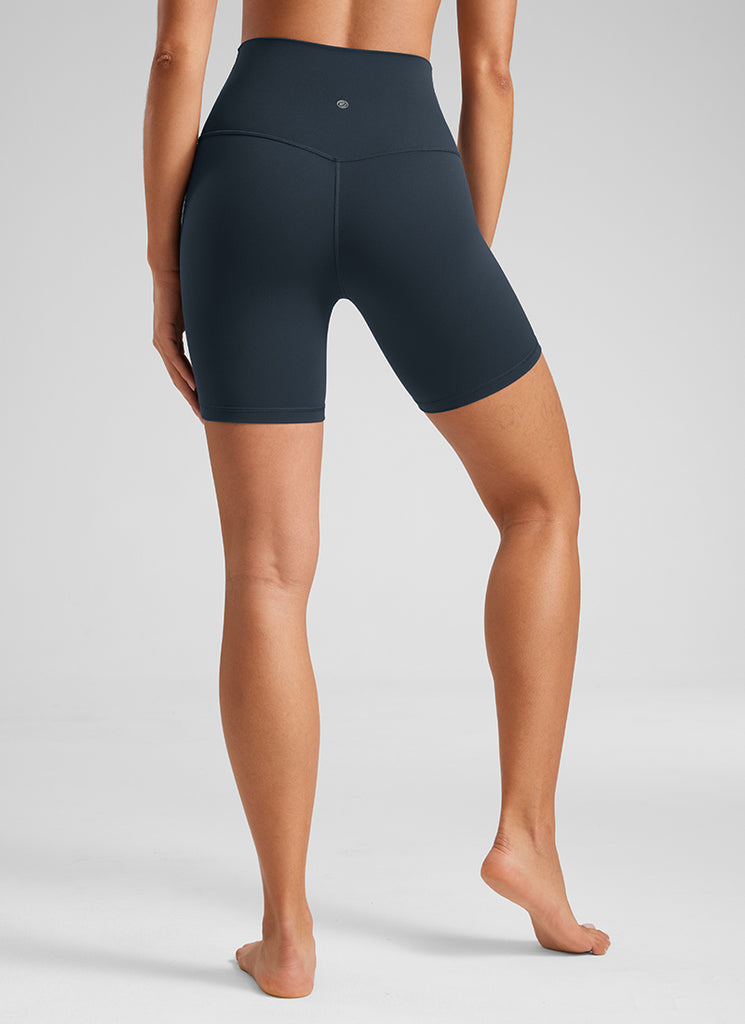 CRZ YOGA Butterluxe Leggings Cortos de Yoga con Cintura Alta de 6 Pulgadas para Mujer True Navy