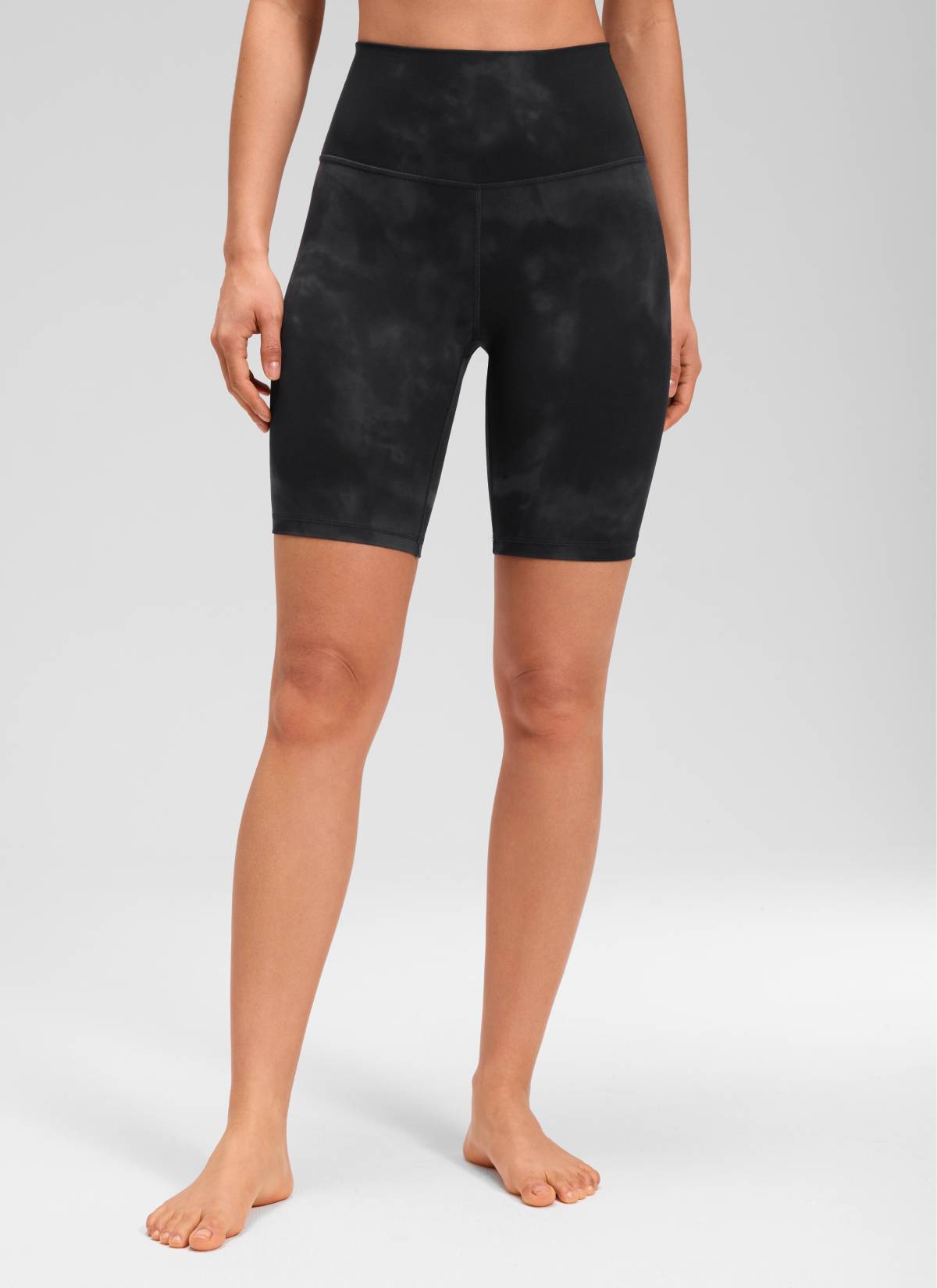 CRZ YOGA Butterluxe Leggings Cortos con Cintura Alta para Mujer Flores De Tinte Negro