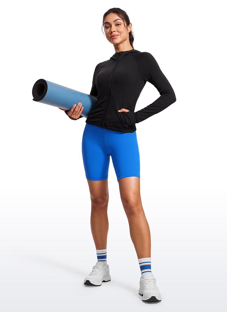 CRZ YOGA Butterluxe Leggings Cortos con Cintura Alta de 8 Pulgadas para Mujer Azul Destello