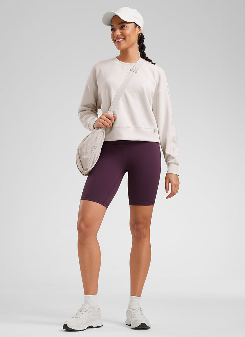 CRZ YOGA Butterluxe Leggings Cortos con Cintura Alta para Mujer Deep Purple