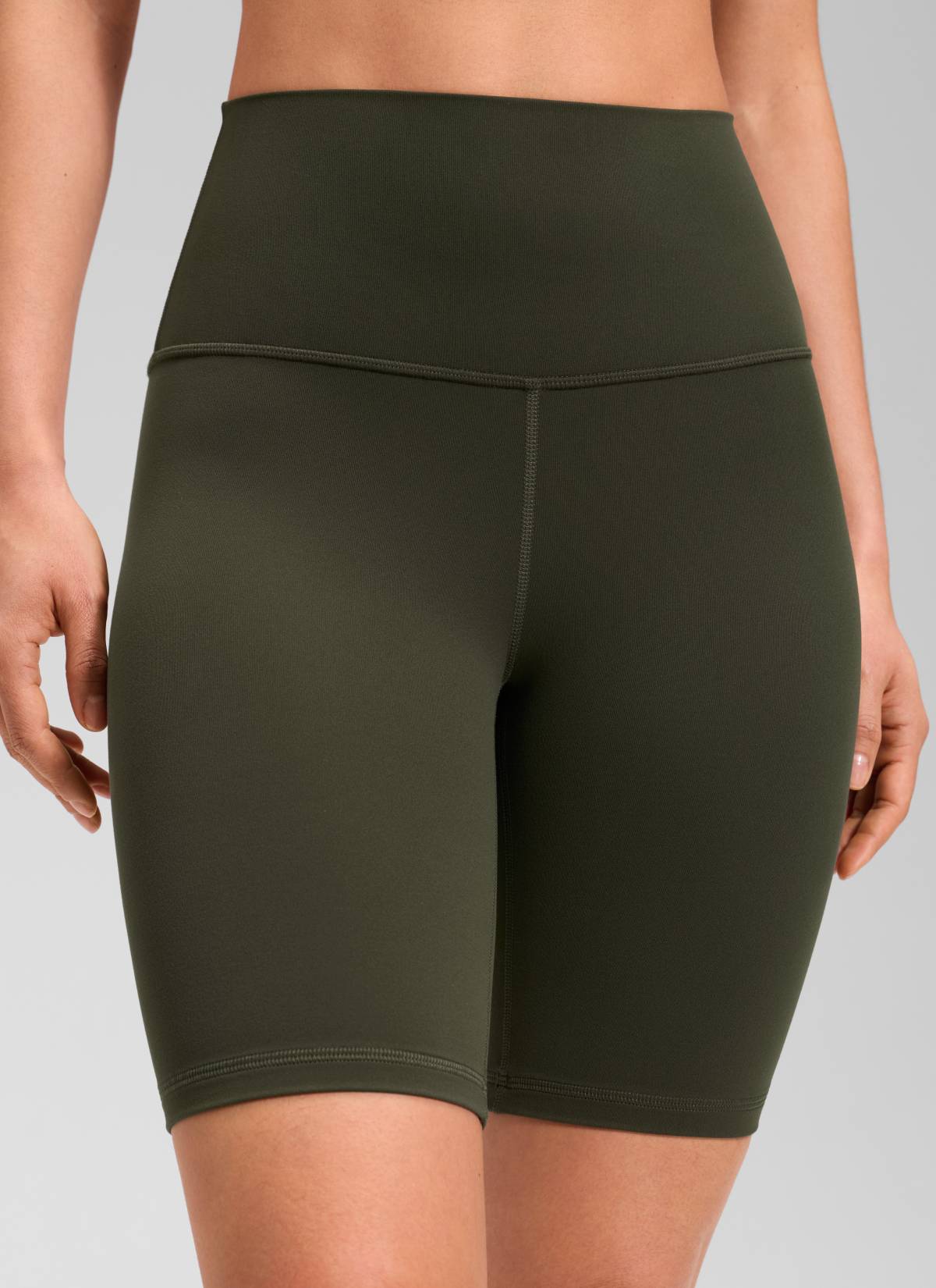 CRZ YOGA Butterluxe Leggings Cortos con Cintura Alta para Mujer Verde Oliva