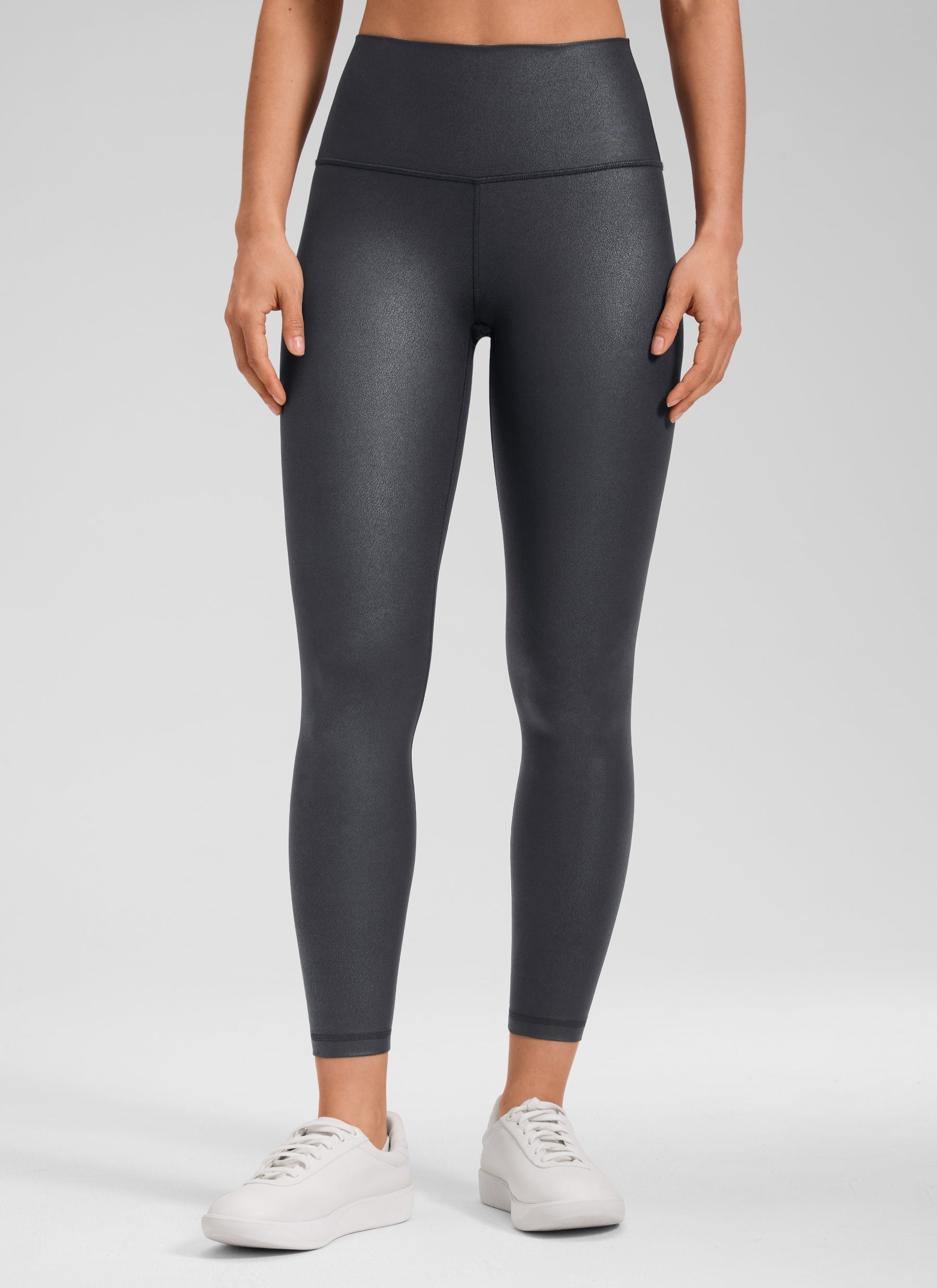 CRZ YOGA Butterluxe Leggings de Piel Sintética Mate para Mujer Papel de Aluminio Gris Misterioso