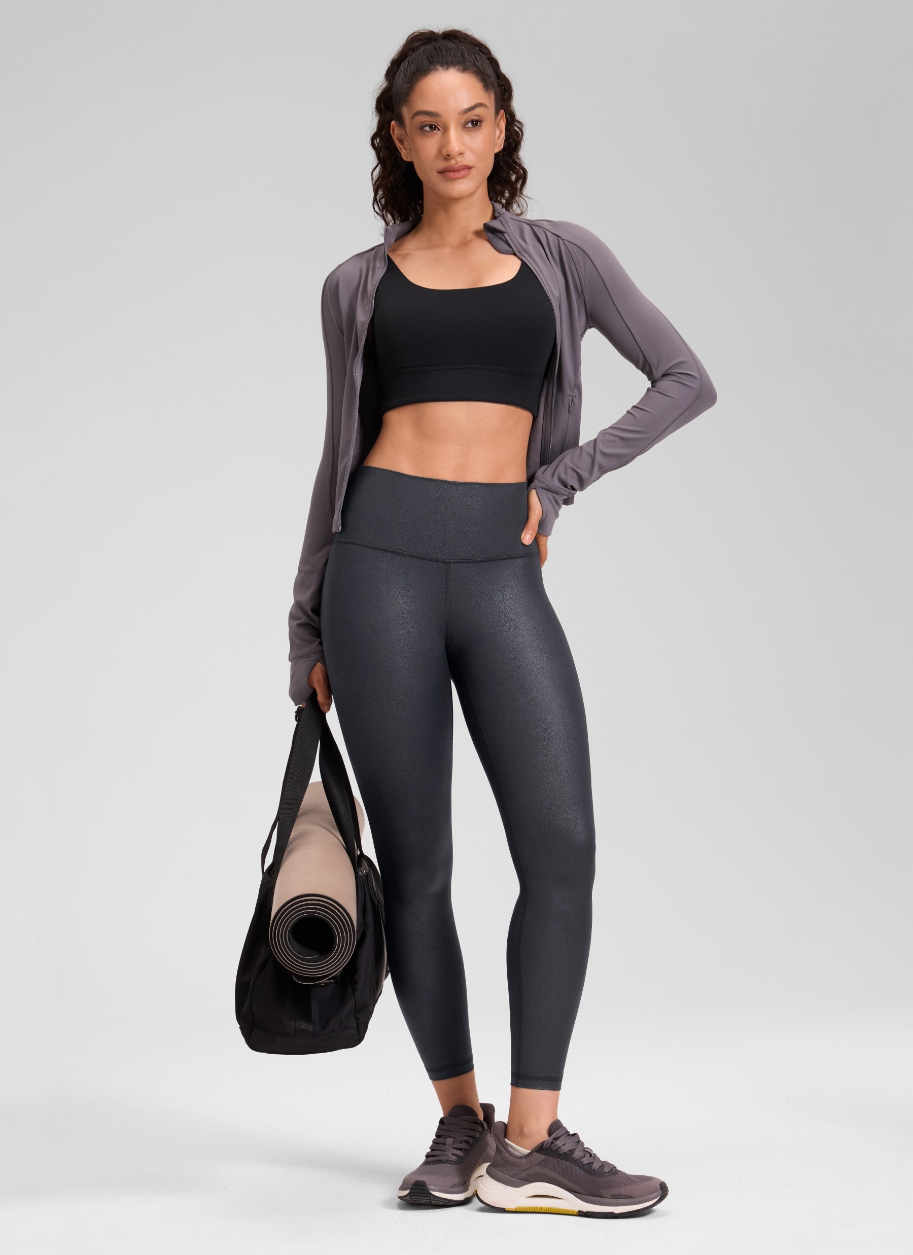 CRZ YOGA Butterluxe Leggings de Piel Sintética Mate para Mujer Papel de Aluminio Gris Misterioso