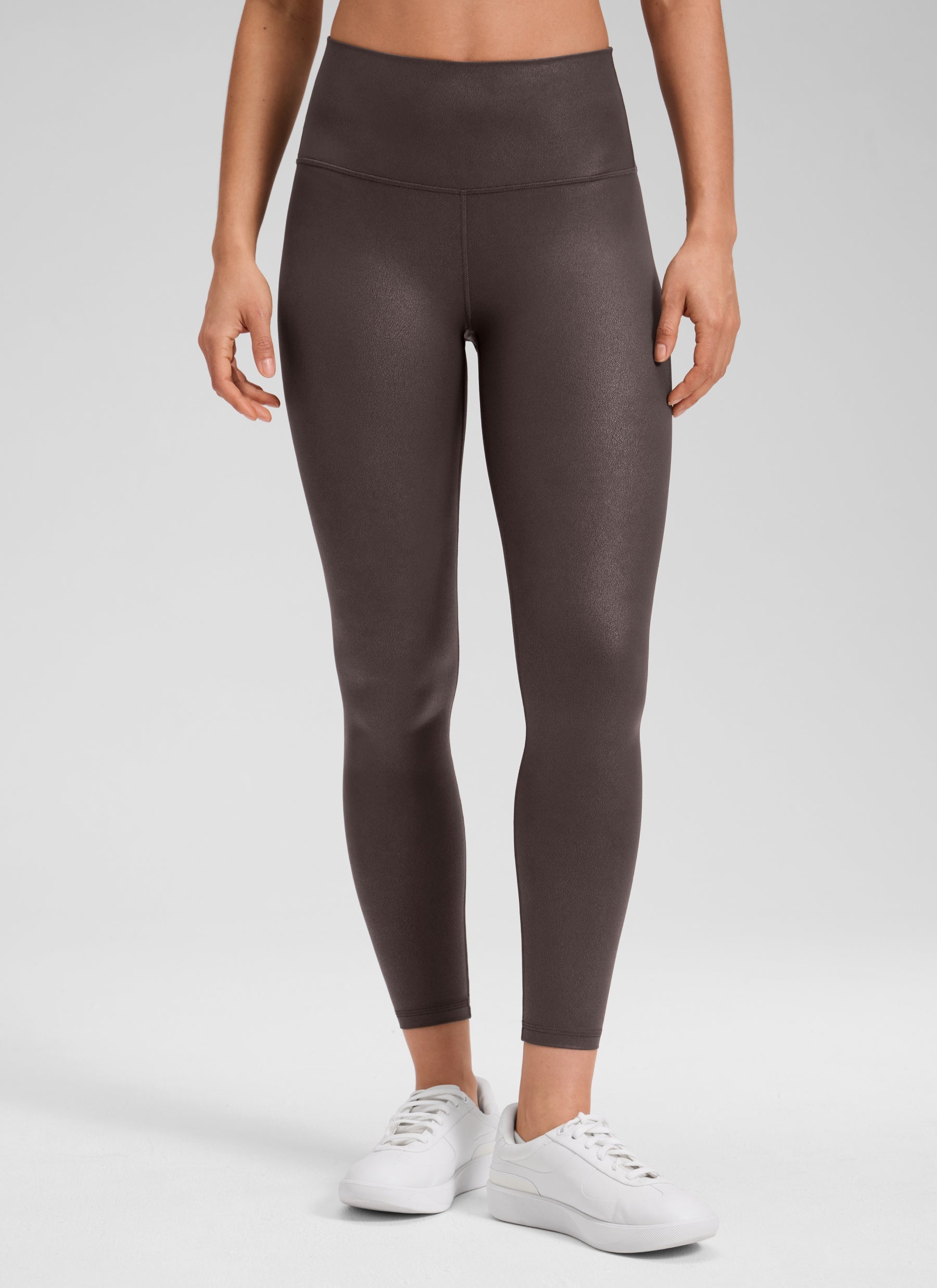 CRZ YOGA Butterluxe Leggings de Piel Sintética Mate para Mujer Papel de Aluminio Marron Hot Fudge
